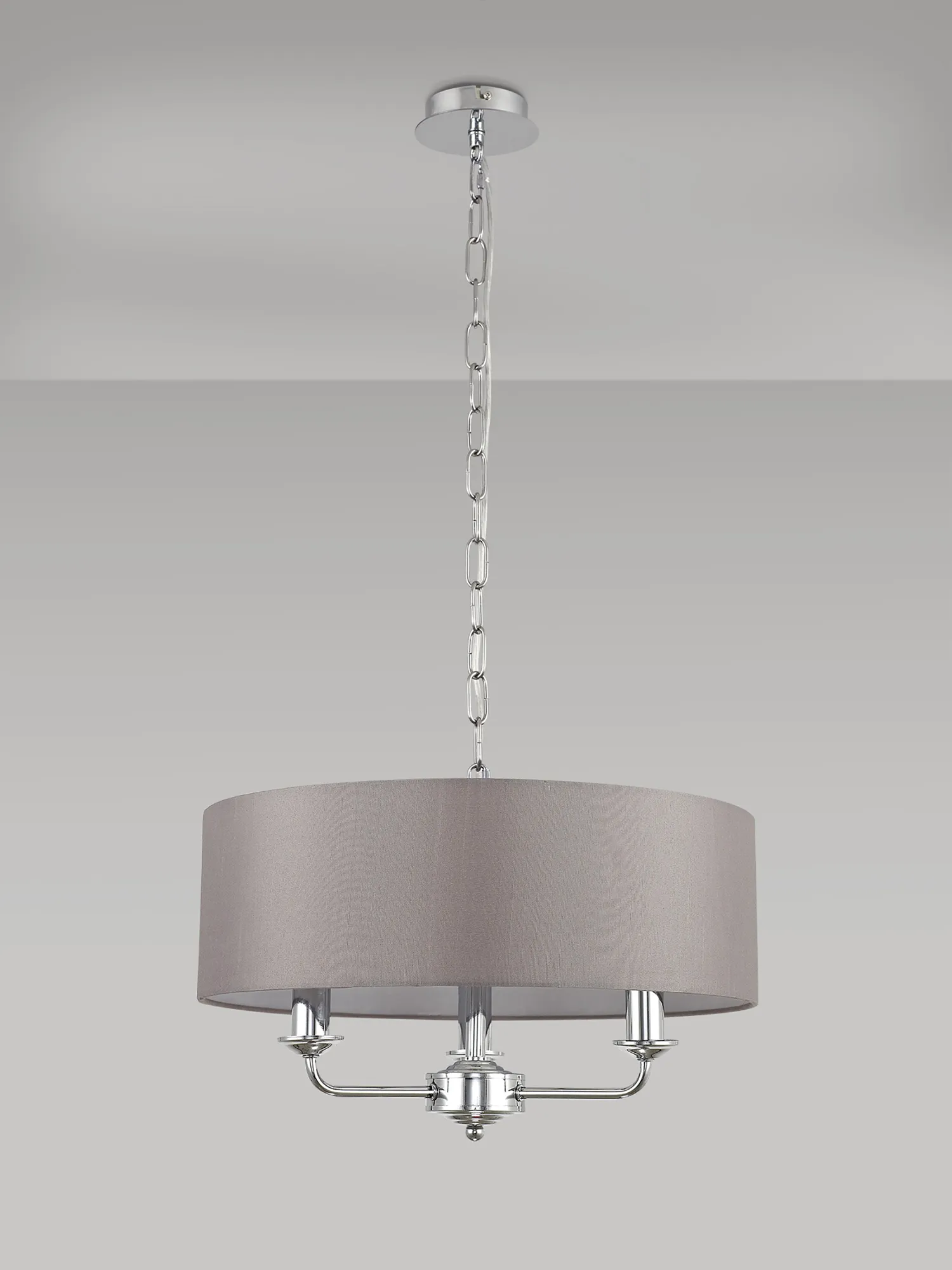 Banyan 45cm 3 Light Pendant Polished Chrome; Grey DK0004  Deco Banyan CH GR